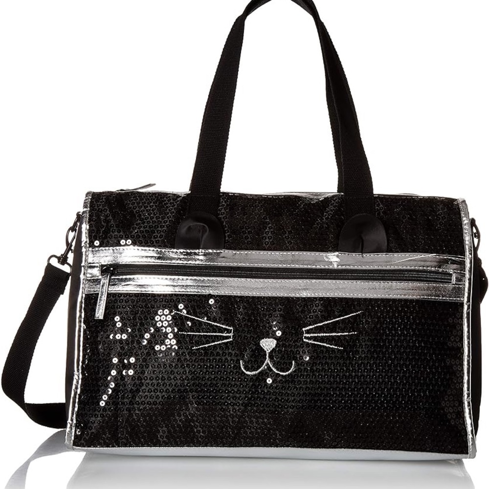 NWT T-shirt and Jeans Sequin Cat Weekender Bag Black/Silver